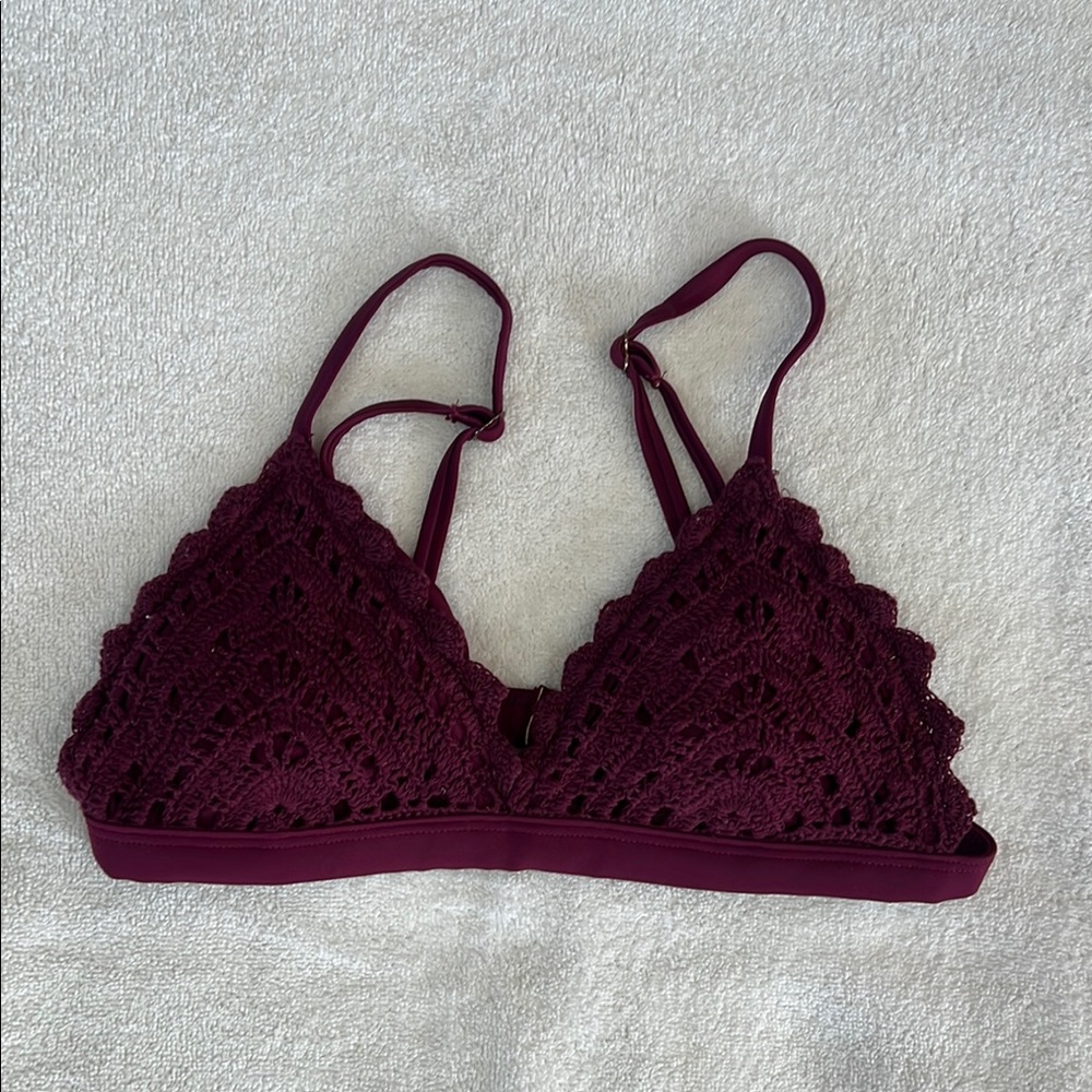 Xhilaration Women’s Crochet Bikini Top in Deep Purple- Size S